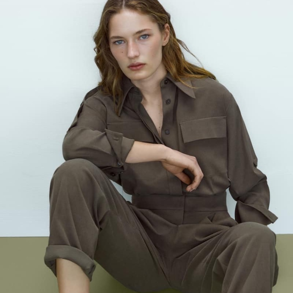 NWT Massimo Dutti Khaki/Olive Jumpsuit 2021 Sz 6